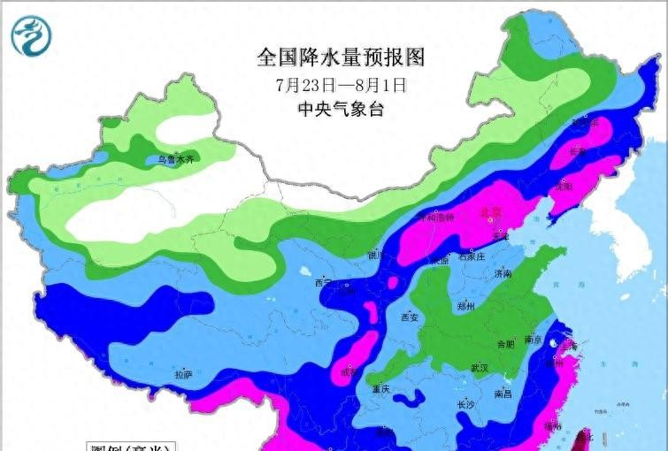 本轮强降雨中心已定，明日7月25号天气预报，暴雨大暴雨分布如下